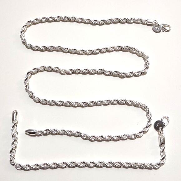 S925 Silver Plated Rope Necklace Bracelet Jewelry Set Christmas Birthday Gift!